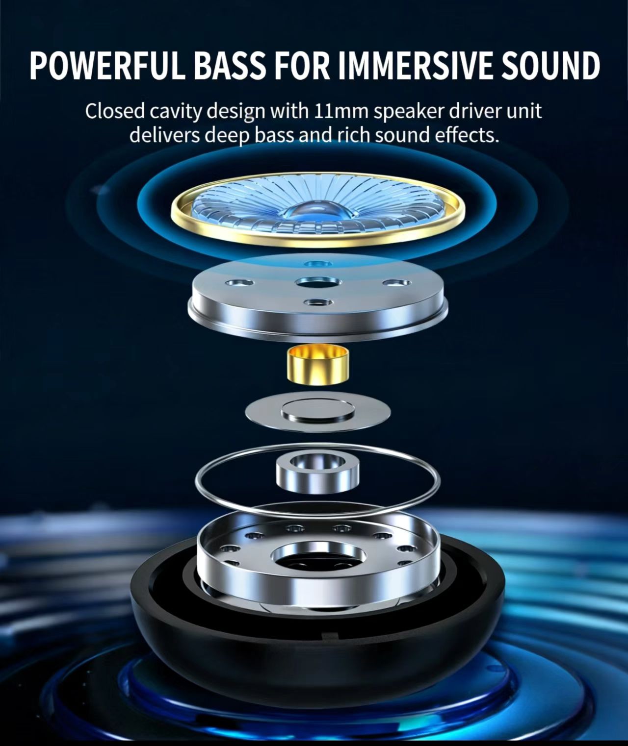 IPX7 방수 TWS 스포츠 블루투스 이어폰, 고음질 스테레오, 이어훅 디자인