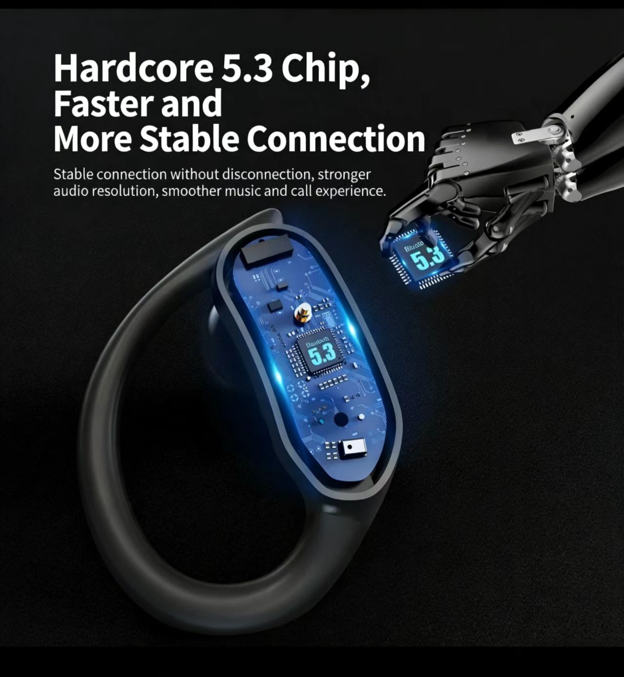 IPX7 방수 TWS 스포츠 블루투스 이어폰, 고음질 스테레오, 이어훅 디자인