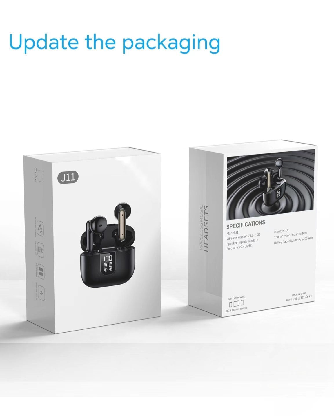 듀얼 마이크 ENC, 저지연, 초장시간 배터리 수명을 갖춘 디지털 디스플레이 TWS 블루투스 이어폰으로 음악 감상을 즐겨보세요.