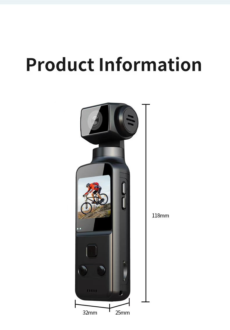 4K 울트라 HD 손떨림 방지 포켓 카메라, 야외 방수 자전거 DV 카메라, 270° 회전 스크린으로 브이로그 및 액션 촬영에 적합.