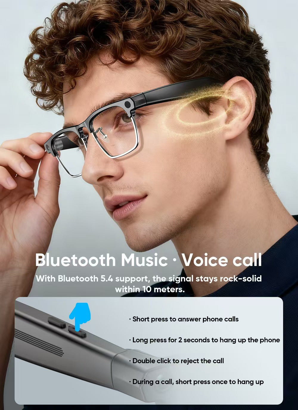 AI 스마트 안경 G1, 8MP HD 사진/비디오 촬영, 실시간 번역 및 스마트 블루투스 기능을 갖춘 새로운 반무테 비즈니스 스타일.