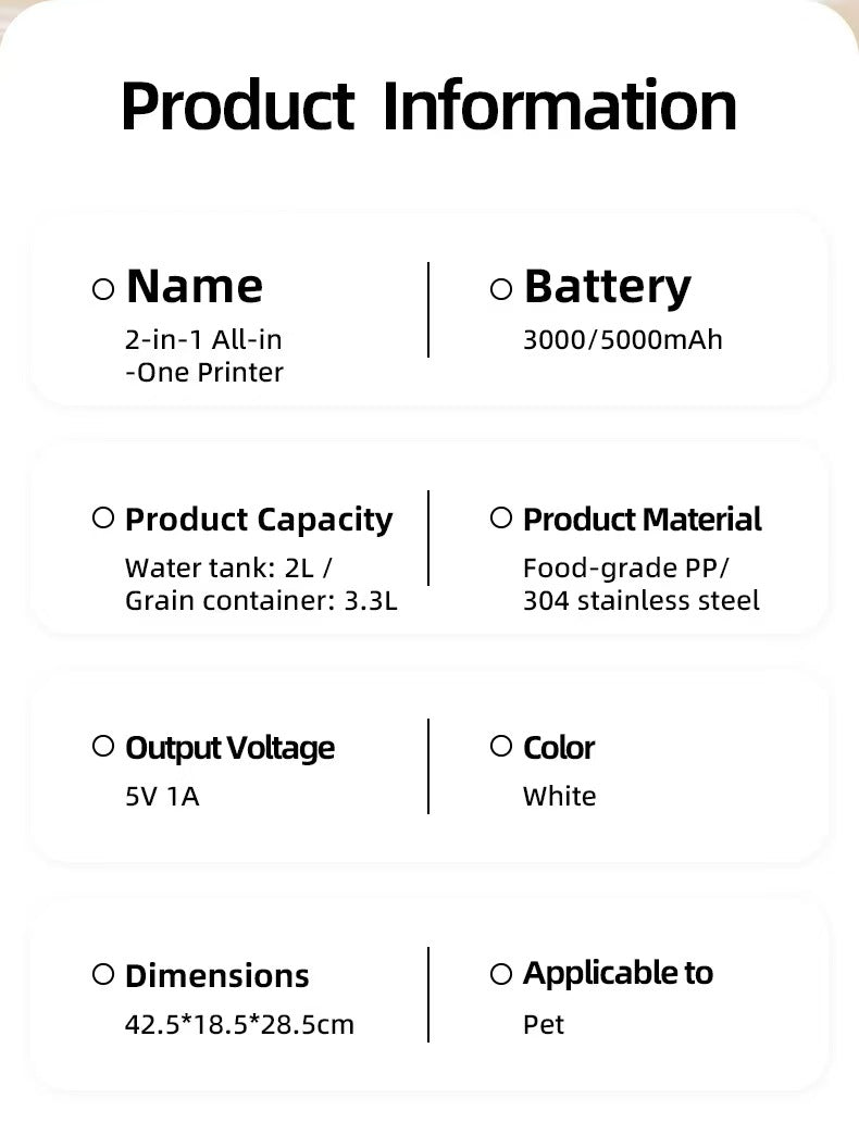 고양이와 강아지를 위한 2-in-1 무선 자동 사료 공급기 겸 급수기 (온도 유지 기능 포함)