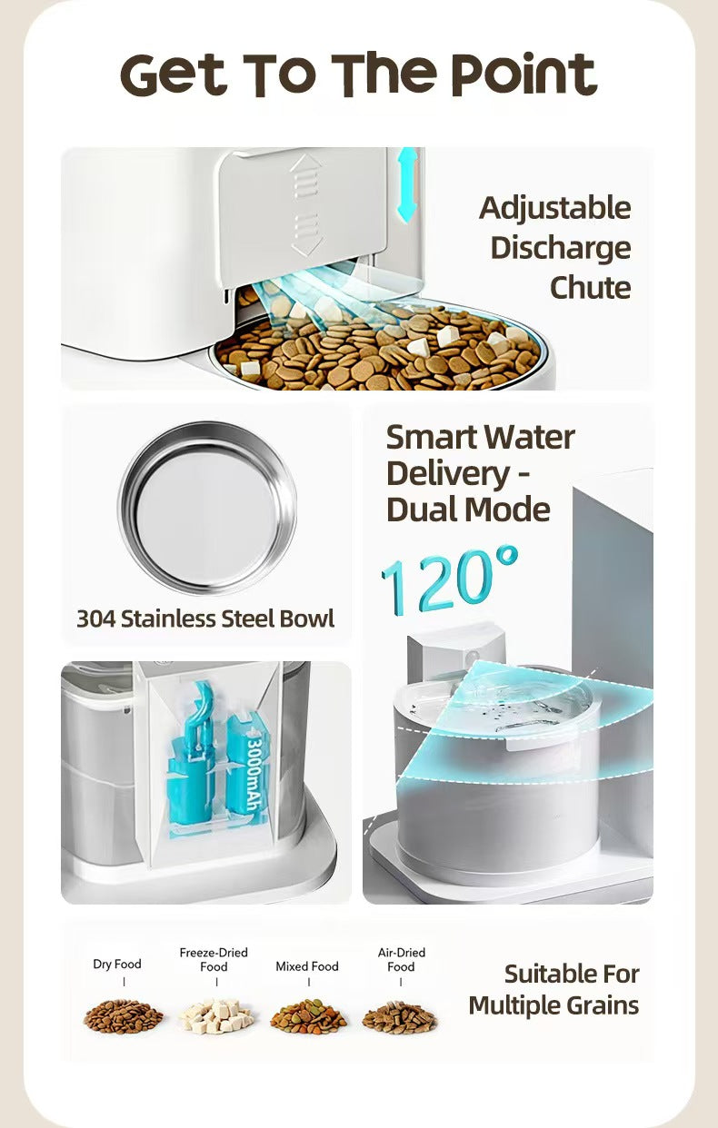 고양이와 강아지를 위한 2-in-1 무선 자동 사료 공급기 겸 급수기 (온도 유지 기능 포함)