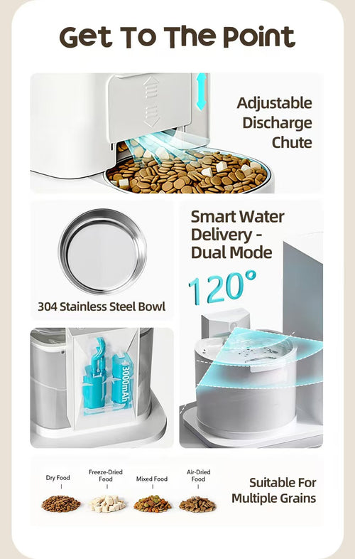 고양이와 강아지를 위한 2-in-1 무선 자동 사료 공급기 겸 급수기 (온도 유지 기능 포함)