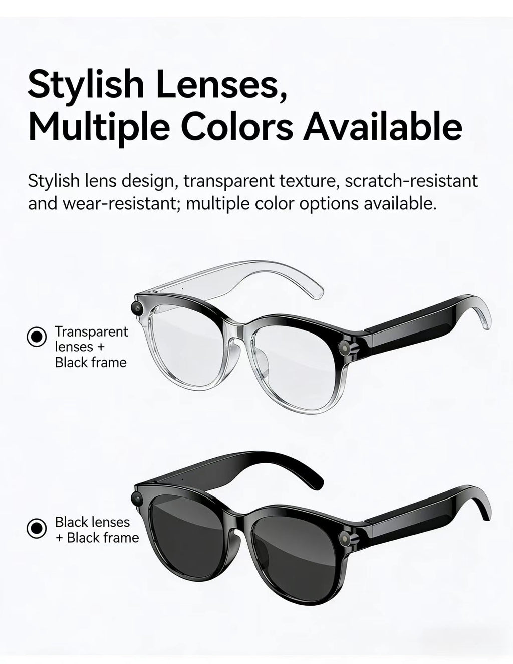 AI 스마트 안경, 8MP 다기능 HD 사진 촬영, 비디오 녹화, 사물 인식, 통화 기능 및 데이터 전송 기능 탑재, 모델 M89.