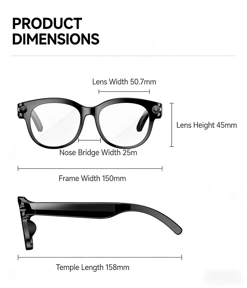 AI 스마트 안경, 8MP 다기능 HD 사진 촬영, 비디오 녹화, 사물 인식, 통화 기능 및 데이터 전송 기능 탑재, 모델 M89.