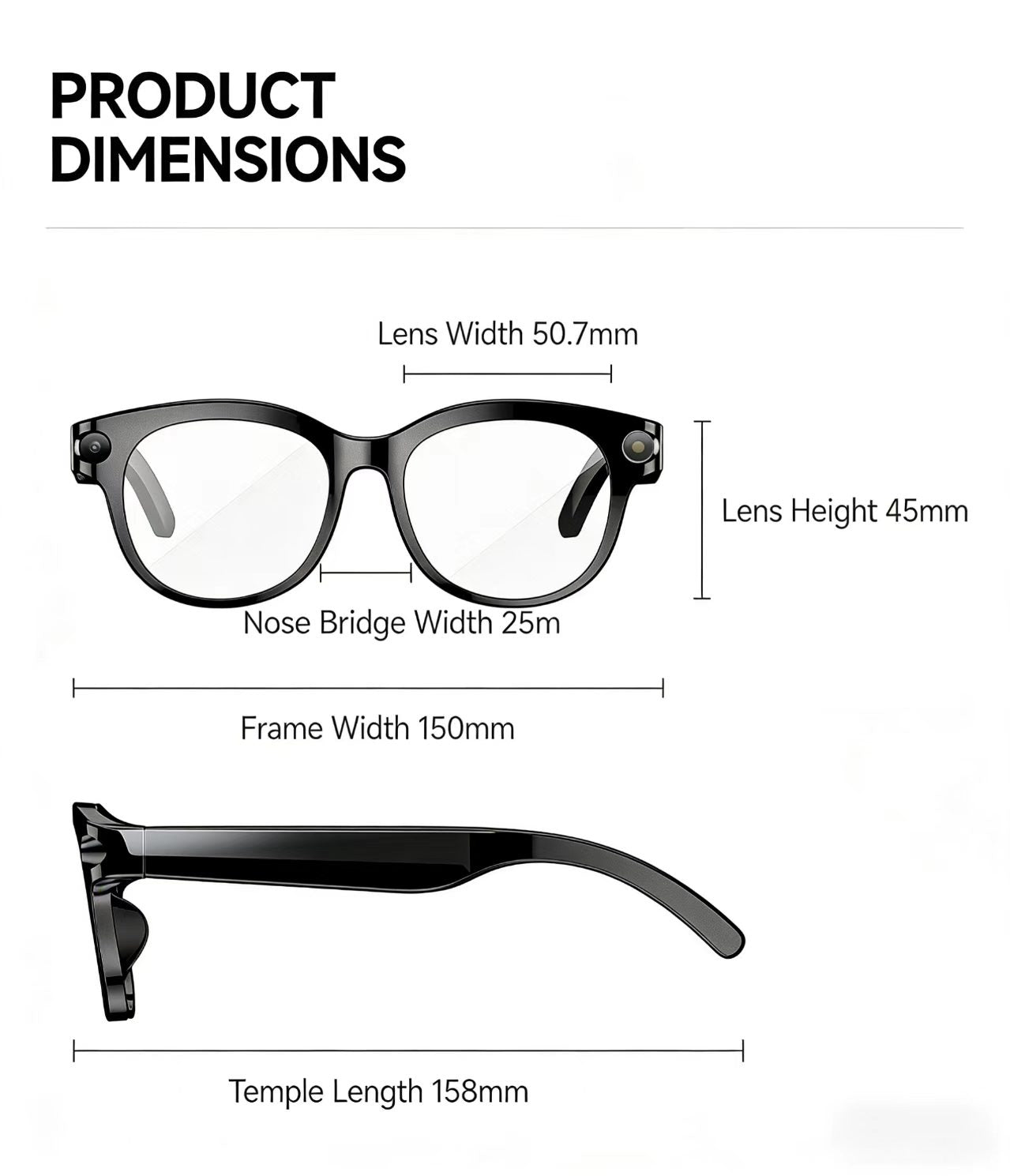 AI 스마트 안경, 8MP 다기능 HD 사진 촬영, 비디오 녹화, 사물 인식, 통화 기능 및 데이터 전송 기능 탑재, 모델 M89.