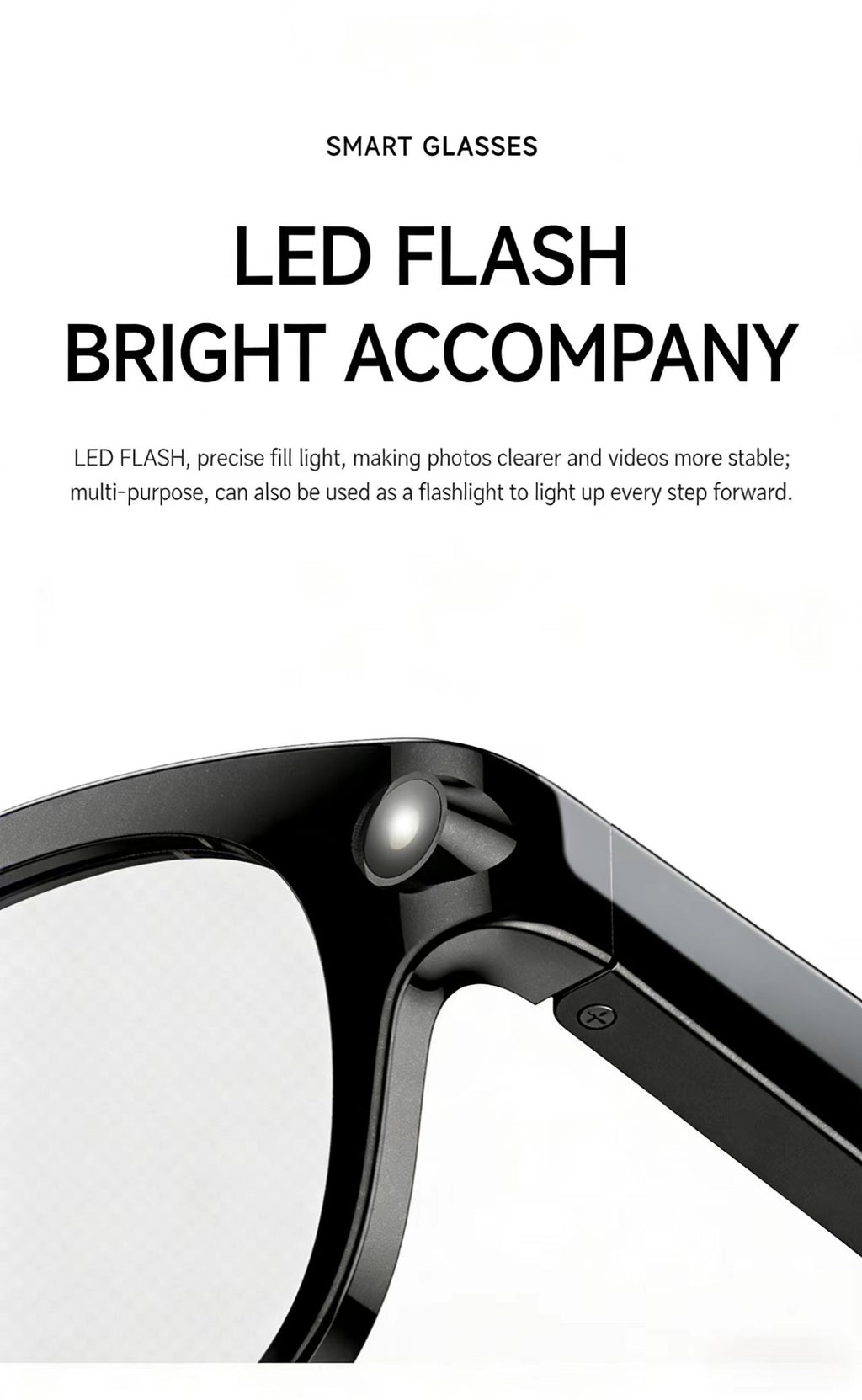 AI 스마트 안경, 8MP 다기능 HD 사진 촬영, 비디오 녹화, 사물 인식, 통화 기능 및 데이터 전송 기능 탑재, 모델 M89.