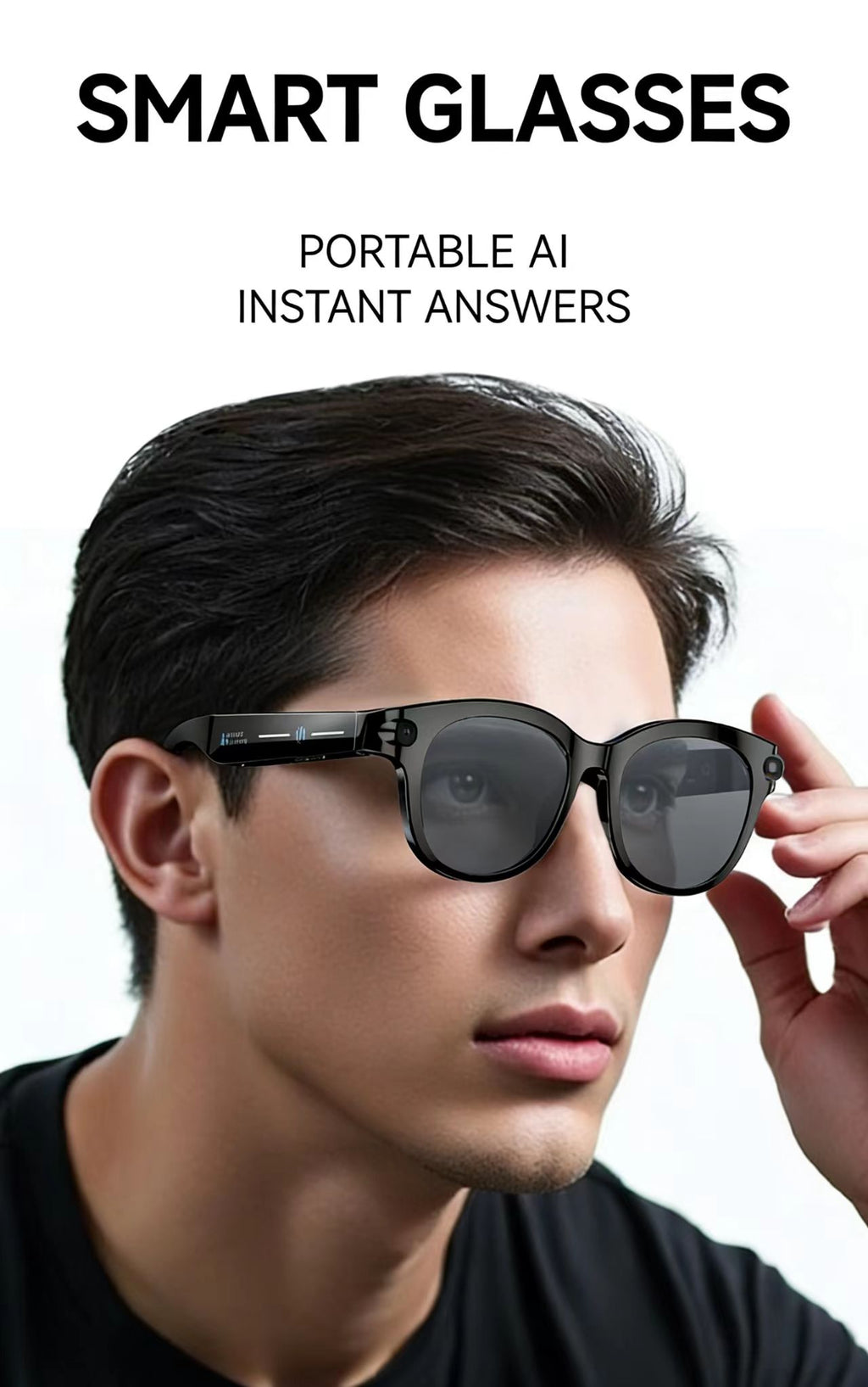 AI 스마트 안경, 8MP 다기능 HD 사진 촬영, 비디오 녹화, 사물 인식, 통화 기능 및 데이터 전송 기능 탑재, 모델 M89.