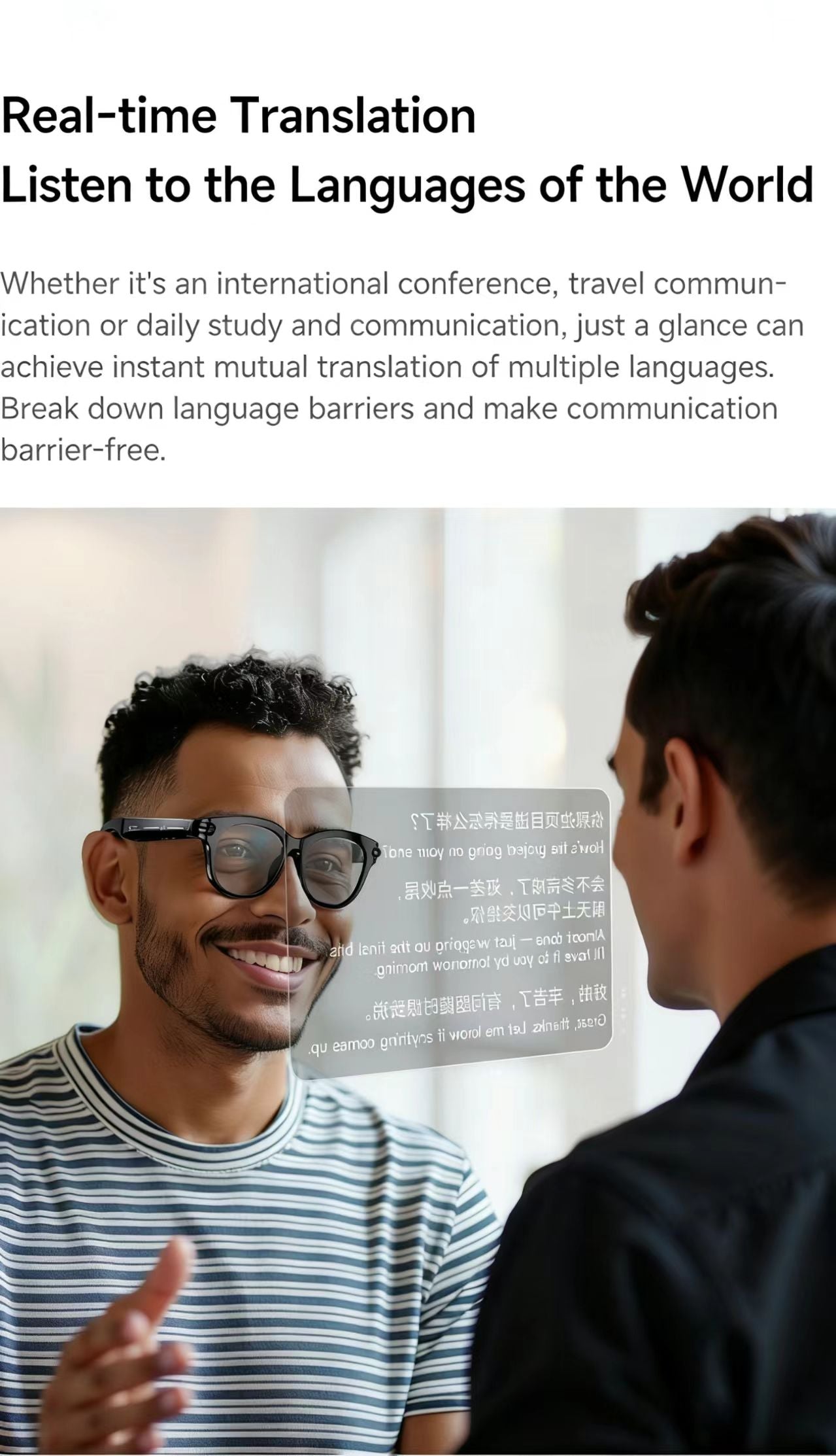 AI 스마트 안경, 8MP 다기능 HD 사진 촬영, 비디오 녹화, 사물 인식, 통화 기능 및 데이터 전송 기능 탑재, 모델 M89.