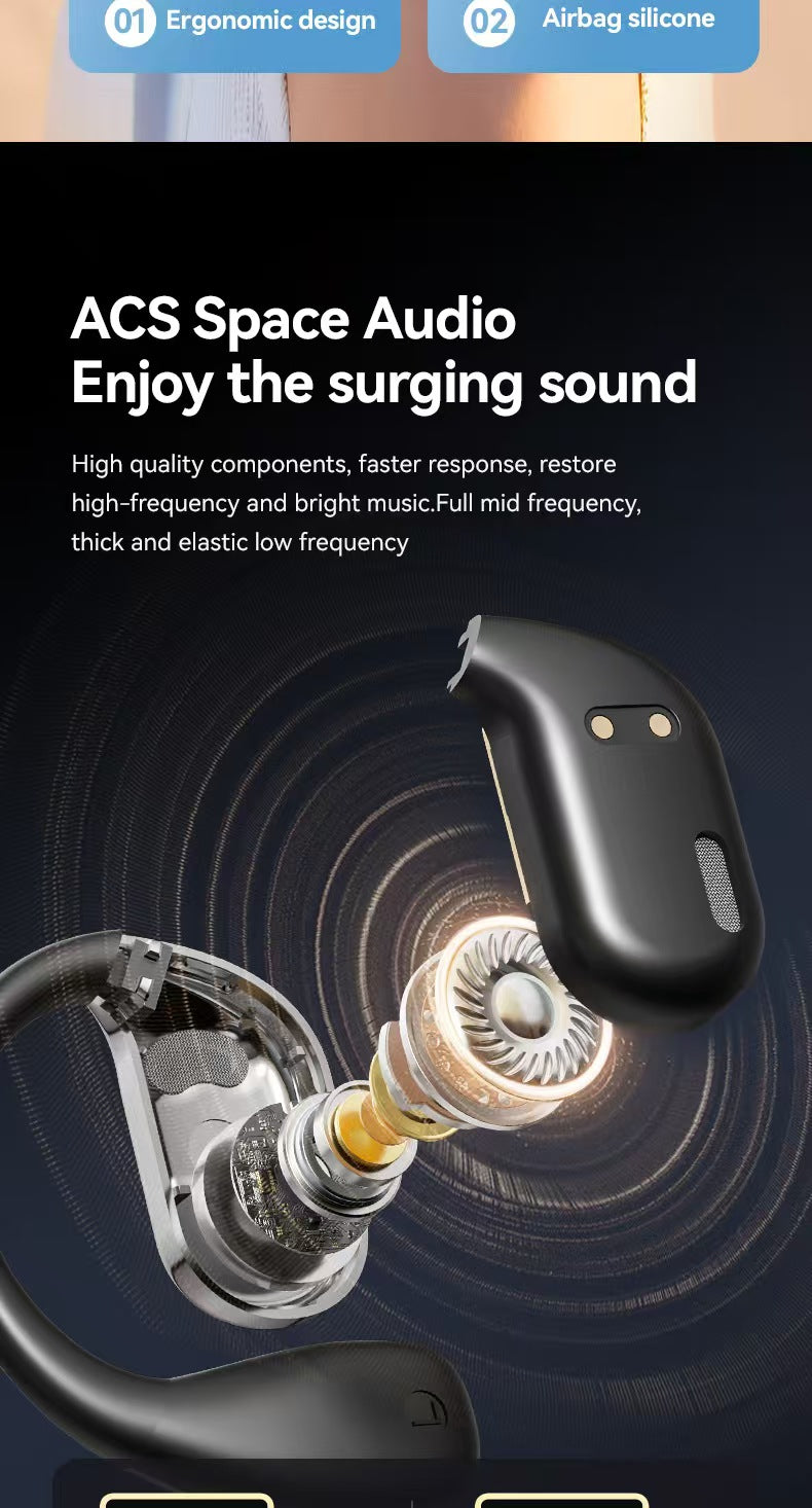 AI 스마트 양방향 실시간 번역 기능을 갖춘 M75 오픈이어 OWS 블루투스 헤드폰