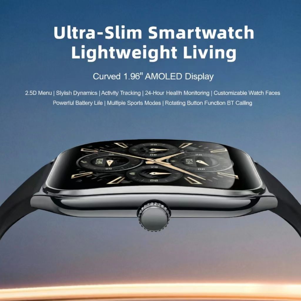 MT61 스마트워치: 1.96인치 AMOLED 곡면 스크린, 블루투스 통화, 슬림한 디자인으로 스포츠 및 건강 모니터링에 적합합니다.