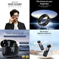 4-in-1 Smart Audio & Tech Bundle: Smart Glasses + Smart Ring + ENC Noise Canceling Earbuds + 4K Action Camera (Future at Your Fingertips)