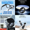 4-in-1 Smart AI Tech & Audio Bundle: AI Smart Glasses + Open-Panoramic Sound Earbuds + 4K Action Camera + Smart Ring (Future at Your Fingertips)